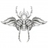 Breathtaking grey-ink open-winged bug with big horns tattoo design