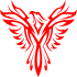 Bright red-color phoenix emblem tattoo design