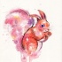 Bright red watercolor squirrel tattoo design