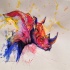 Brightful montly watercolor rhino tattoo design
