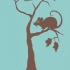 Brown-ink tree with sitting rodent tattoo design