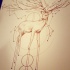Brown-line deer with astronomic star signs tattoo design