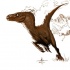 Brown smiling running dinosaur tattoo design