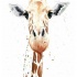 Brown watercolor giraffe portrait with grey ears tattoo design