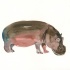 Brown watercolor hippo with red belly tattoo design