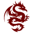 Burgundy oriental dragon silhouette tattoo design
