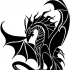 Calm black tribal sitting dragon tattoo design by Dark Vulpes