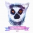 Calm lemur portrait and purple quoted ribbon tattoo design