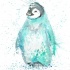 Calm turquoise watercolor penguin tattoo design