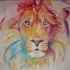 Calm watercolor lion portrait tattoo design