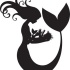 Cartoon black-ink mermaid silhouette with baby tattoo design
