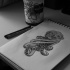 Cartoon dotwork octopus tattoo design