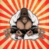 Cartoon maditating gorilla in white suit tattoo design