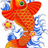 Cartoon orange koi fish tattoo design by Peanut Butter Madness