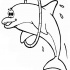 Cartoon outline dolphin jumping through hoop tattoo design