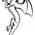 Cartoon outline dragon in profile tattoo design