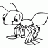 Cartoon outline smiling ant tattoo design