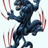 Cartoon panther with bloody scratches tattoo design