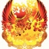 Cartoon scorching phoenix in flame tattoo design