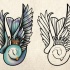 Cartoon sleeping dove in crown tattoo design