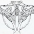 Celtic-patterned moth on shining sun background tattoo design