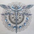 Charming blue-and-grey dragonfly on beautiful mandala flower tattoo design