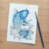 Charming blue koi fish tattoo design