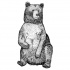 Charming grey-ink sitting grizzly bear tattoo design