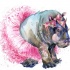 Charming hippo ballerina in pink fatin skirt tattoo design