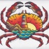 Charming old school crab with lighthouse print tattoo design