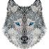 Charming ornamented blue-eyed wolf tattoo design