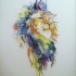 Charming watercolor fluffy-mane lion tattoo design