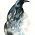 Charming waterolor raven tattoo design