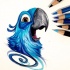 Cheerful bright blue animal tattoo design
