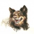 Cheerful brown dog portrait tattoo design