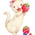 Cheerful white rodent playing with bright berries tattoo design