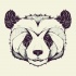 Chic panda face with line ornament tattoo design