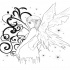 Classic outline fairy with black-ink curles tattoo design