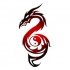 Classic red-ink dragon and yin yang tattoo design
