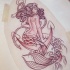 Classic uncolored mermaid sitting on anchor tattoo design