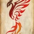 Colored tribal phoenix silhouette tattoo design