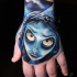 Colorful Corpse Bride on wrist tattoo