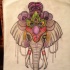 Colorful circus crying elephant tattoo design