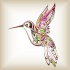 Colorful curl-patterned hummingbird tattoo design