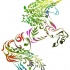 Colorful floral jumping unicorn tattoo design