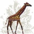 Colorful folk-ornamented giraffe tattoo design