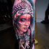 Colorful native american girl style tattoo