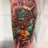 Colorful ork with hammer tattoo