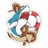 Colorful shark with anchor and lifebuoy tattoo design