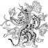 Colorless aztec jaguar and high-stemmed flowers tattoo design